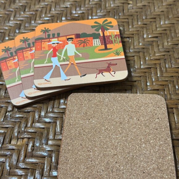 SHAG Retro-Themed Square Cork-Backed Coasters - Picture 5 of 5